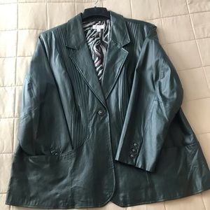 New Dark Green Leather Jacket